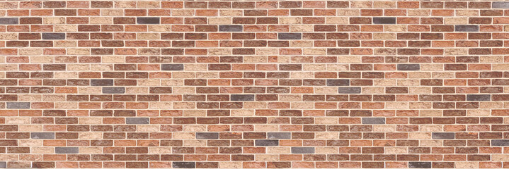 Panoramic red orange old brick wall texture