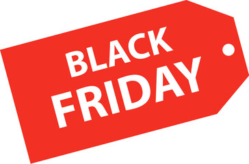 Sale tag with black friday inscription. Red sticker isolated on white background.