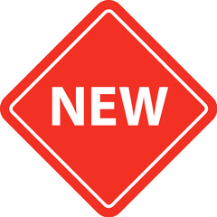 Red sticker isolated on white background. Tag with the inscription new.