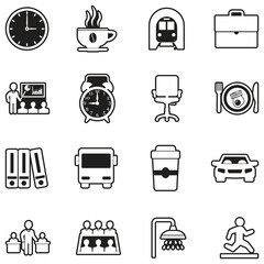 Work Day Icons. Line With Fill Design. Vector Illustration.