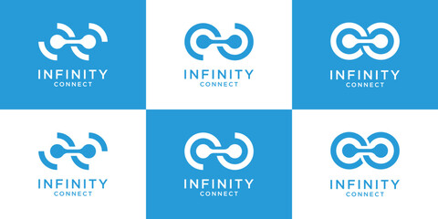 set logo design inspiration infinity and connection icon vector illustration