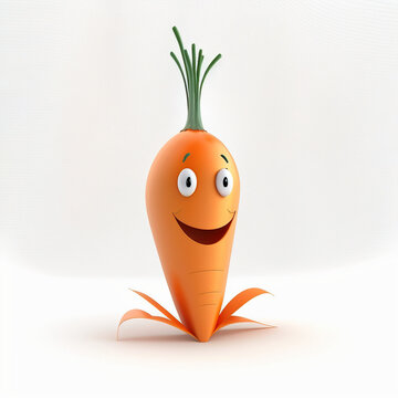 Happy carrot in 3d cartoon style - generated by Generative AI 