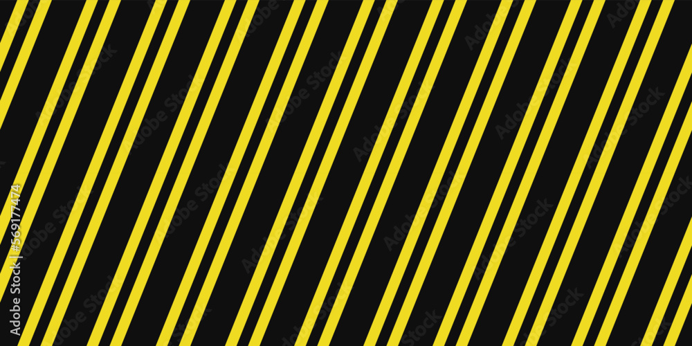 Poster Striped yellow and diagonal stripes. Vector print for surface application, can be seamless. Stylish design with vector pattern.