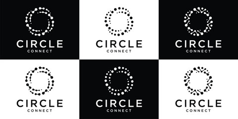 set logo design connection with circle icon vector inspiration