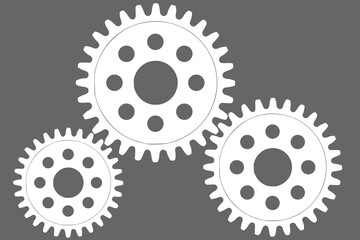 Abstract vector background with a set of gears in motion of different sizes. The concept of organization and joint work for success	