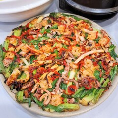 South Korea food. fried pancake. Jeon