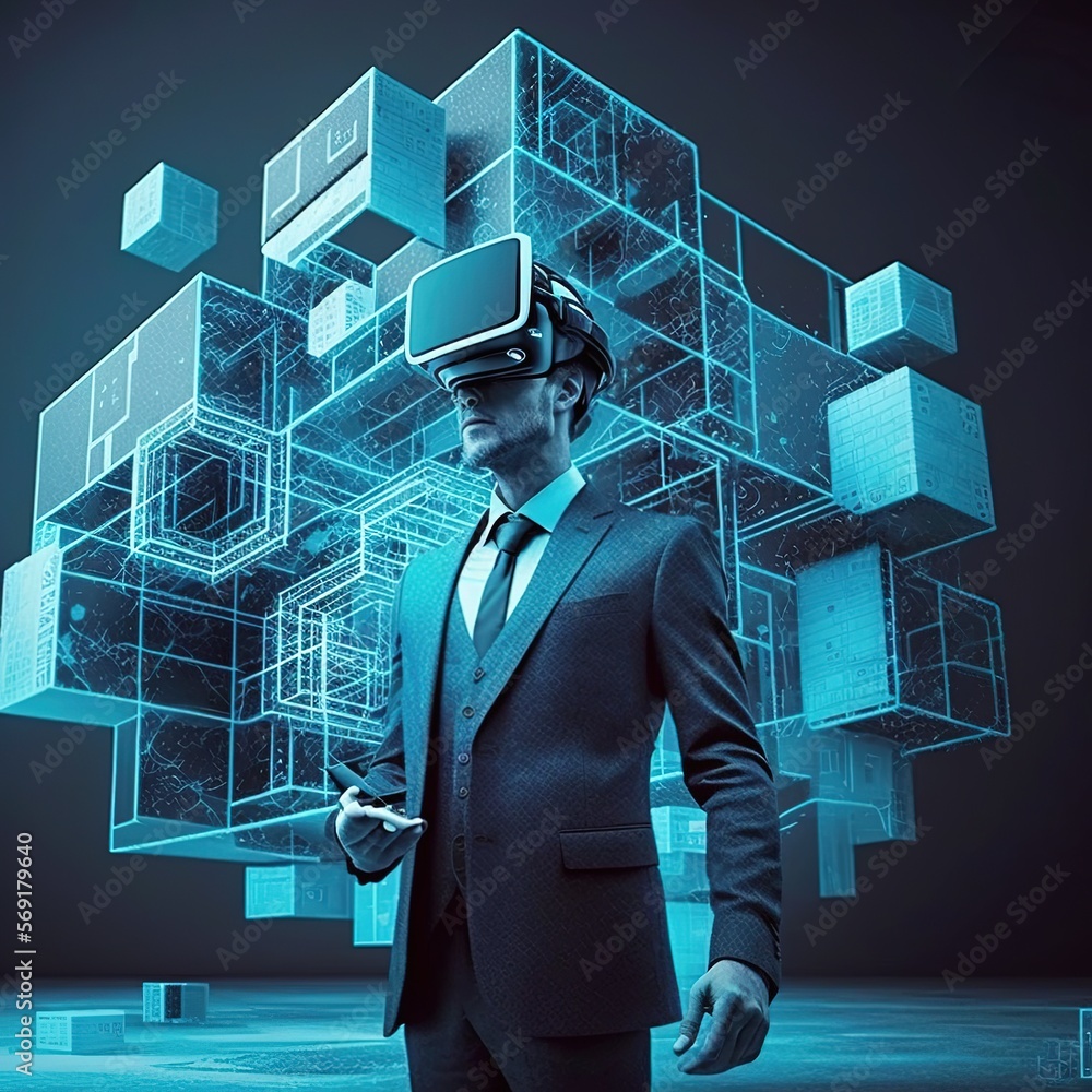 Poster entrepreneurs investigate metaverse technology by connecting blockchain networks. on a social media 