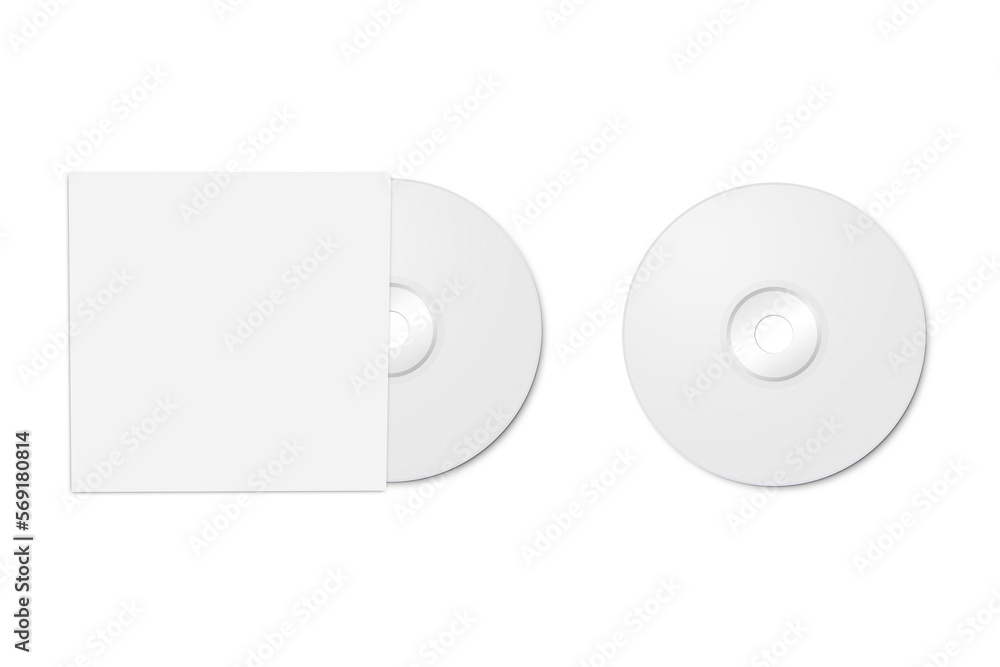 Poster cd disc and carton packaging cover template mock up. digipak case of cardboard cd drive. with white 