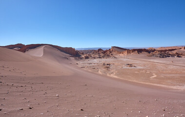 view of moon valley in atacama desert, chile