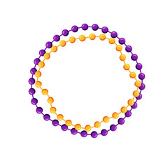 mardi gras. beads in a circle in the form of a frame. Without background transparent background