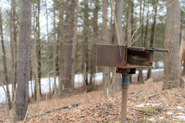 metal camp fire grill with copy space.
