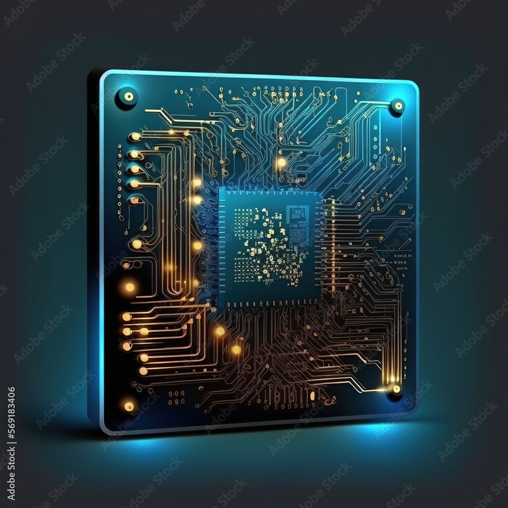 Poster quantum computer technologies concept. futuristic blue circuit board background vector. modern techn