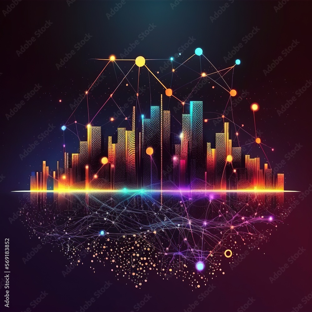 Poster data customer connection, social network and data exchange of technology, networking structure on bl