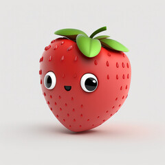 Obraz premium Happy strawberry in 3d cartoon style - generated by Generative AI
