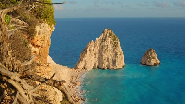 Top view of Plakaki Rocks on Zakynthos Island, Ionian sea, Greec