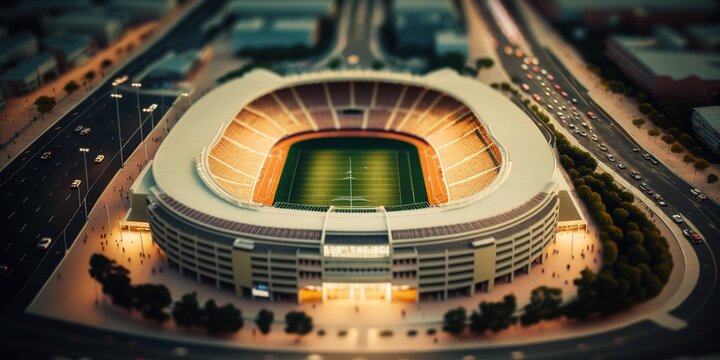 miniature football stadium with Generative AI