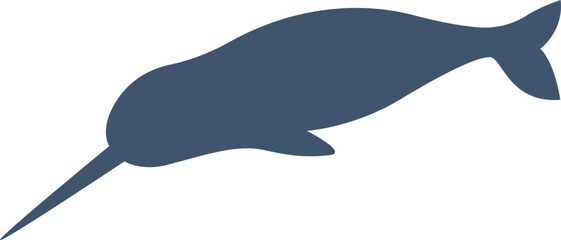 Narwhal marine animal silhouette flat icon © Mykola Syvak