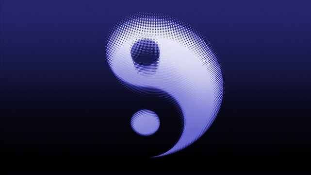 Blue background with Yin Yang symbol with effects