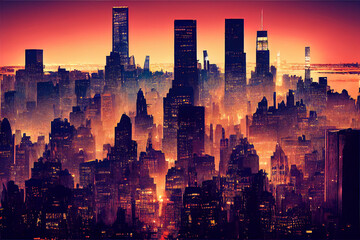 big city landscape skyscrapers