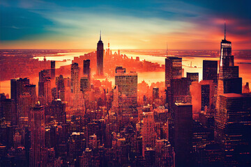 big city landscape skyscrapers