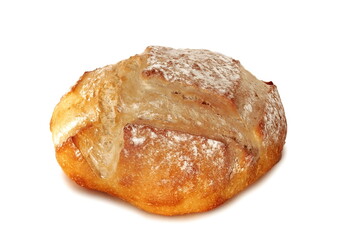 Fresh bread isolated on a white background. Freshly baked, crispy white bread. Breakfast and food. Hunger and poverty concept.