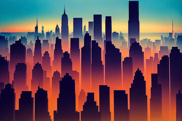 big city landscape skyscrapers