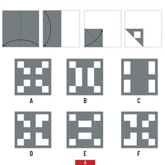 Fototapeta premium Paper Cutting - Paper folding. IQ test, intelligence questions, Visual intelligence questions, intelligence test
