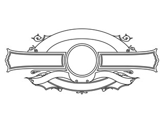 An ornate outlined horizonatal graphic layout.