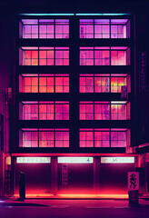 pink lights in windows night