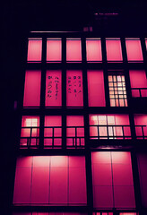 pink lights in windows night