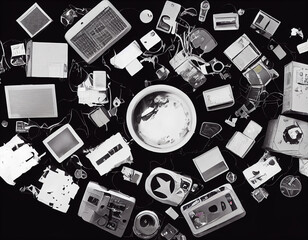 black and white top view composition