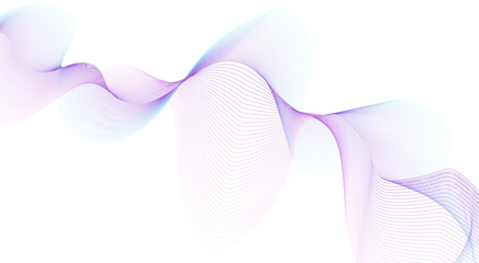Wave line background with smooth shape. Beautiful wavy gadiant line on a white background. Horizontal banner template. Abstract futuristic template. Scientific technological wallpaper.