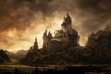concept art fantasy lands big castle and nature