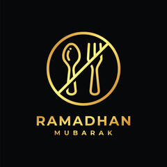 Ramadan fasting golden logo design vector illustration. Fasting logo vector