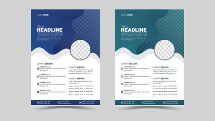Obraz premium Vector eco flyer, poster, brochure, magazine cover template. Modern green leaf, environment design. - Vector. Brochure design, cover modern layout, annual report, poster, flyer in A4.