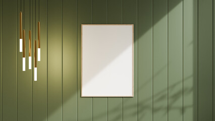 Minimal picture poster frame mockup hanging on the wall