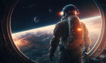 astronaut looking into the big universe made with generative ai