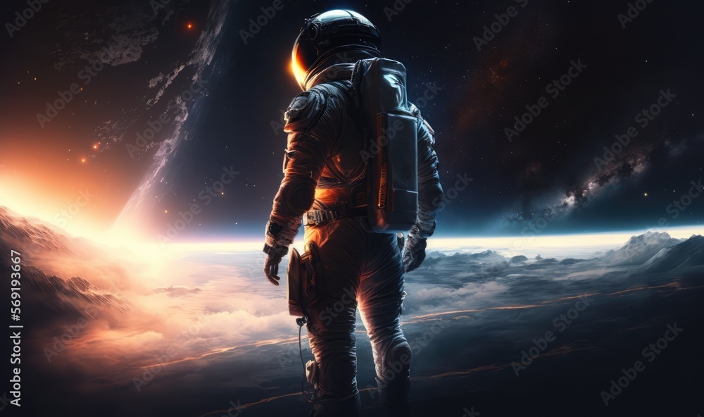Poster astronaut exploring in the universe made with generated ai