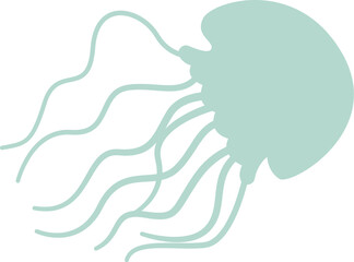 Marine animal silhouette flat icon Jellyfish
