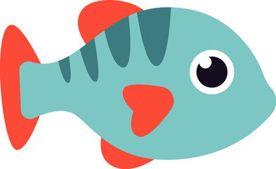 Fish flat icon Marine animal in aquarium