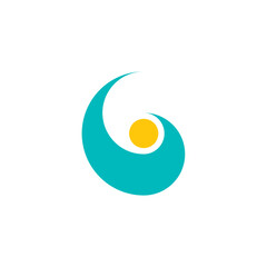 summer water wave and sun logo icon