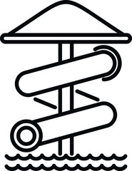 Pool slide icon outline vector. Water park. Tube play