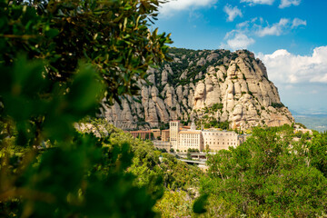 Montserrat Abbey and mountain near Barcelona, Spain