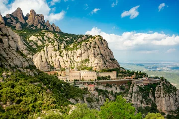 Badezimmer Foto Rückwand Montserrat Abbey and mountain near Barcelona, Spain © ttinu