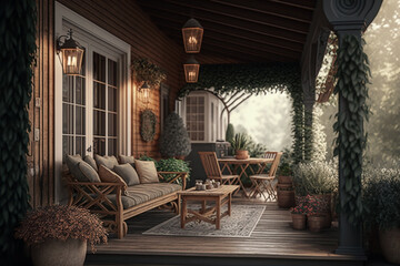 Obraz na płótnie Canvas Cozy_outdoor_patios_and_decks. made with Generative AI