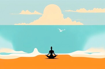 A Man doing yoga by the beach. A Portrait of a Yoga. Yoga practice. Yoga in motion. Meditation. generative ai