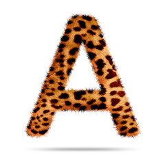 Alphabet letter a design with leopard fur texture