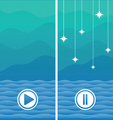Mobile application interface mockup for listening to music and sounds. Vector illustration