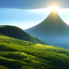 A valley, with mountains in the background, mady by Generative AI