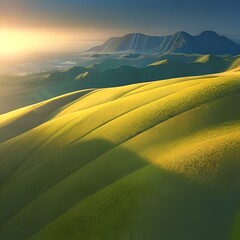 A valley, with mountains in the background, mady by Generative AI